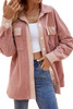 Peach Blossom Flap Pockets Drop Shoulder Textured Shacket