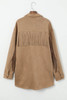 Khaki Fringe Trim Plus Size Suede Shacket