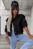 Black Big Pockets Baseball Collar Jacket Black Big Pockets Baseball Collar Jacket