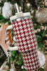 Fiery Red Houndstooth Pattern Stainless Steel Tumbler 40oz