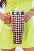 Fiery Red Houndstooth Pattern Stainless Steel Tumbler 40oz