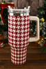 Fiery Red Houndstooth Pattern Stainless Steel Tumbler 40oz