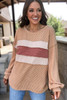 Light French Beige Colorblock Rib Corded Sweatshirt