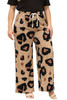 Light French Beige Leopard Print Drawstring Wide Leg Plus Size Lounge Pants