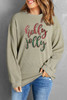Green Sequined holly jolly Graphic Corded Sweatshirt