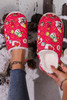 Fiery Red Christmas Cartoon Snowman Print Fuzzy Winter Slippers