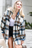 White Plaid Pattern Drop Shoulder Flannel Shacket