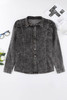 Black Puff Sleeve Button-Up Denim Jacket