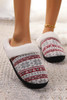White Snowflake Pattern Knitted Plush Home Slippers
