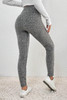 Gray Wide Waistband Ribbed Textured Knit Leggings