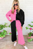 Multicolor Contrast Color Block Textured Casual 2pcs Outfit