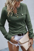 Mist Green Long Sleeve Snap Button Henley Top