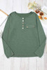 Mist Green Long Sleeve Snap Button Henley Top