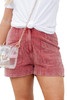 Rose Pink Vintage Mineral Wash Pockets Corduroy Shorts