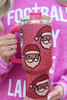 Rose Red Christmas Santa Claus Diamond Thermos Cup with Straw