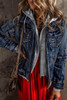 Dark Blue Fake Two-Piece Hooded Zip-Up Denim Jacket Dark Blue Fake Two-Piece Hooded Zip-Up Denim Jacket