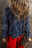 Dark Blue Fake Two-Piece Hooded Zip-Up Denim Jacket Dark Blue Fake Two-Piece Hooded Zip-Up Denim Jacket