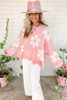 Multicolour Pearl Beaded Floral Drop Shoulder Sweater