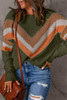 Multicolor Chevron Striped Drop Shoulder Sweater Multicolor Chevron Striped Drop Shoulder Sweater