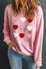 Pink Glitter Chenille Heart Patch Valentines Sweatshirt