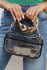 Black Argyle Print Strap Contrast Edge Clear Crossbody Bag