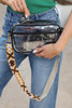 Black Argyle Print Strap Contrast Edge Clear Crossbody Bag