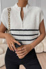 White Stripe Half Zip Split Stand Neck Sweater T-shirt White Stripe Half Zip Split Stand Neck Sweater T-shirt