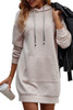 Parchment Drawstring Kangaroo Pocket Quilted Hooded Dress