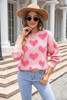 Light Pink Valentines Day Heart Jacquard Knit Sweater