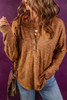 Mustard Rib Knit Drop Shoulder Long Sleeve Henley Top