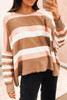 Multicolour Striped Knit Drop Shoulder Loose Sweater Multicolour Striped Knit Drop Shoulder Loose Sweater