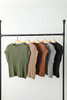 Jungle Green Crew Neck Cable Knit Short Sleeve Sweater
