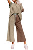 Multicolor Colorblock Textured Tee Cropped Wide Leg Pants Set