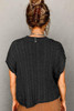 Black Crew Neck Cable Knit Short Sleeve Sweater