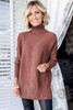 Mineral Red Turtleneck Ribbed Knit Tunic Sweater Mineral Red Turtleneck Ribbed Knit Tunic Sweater
