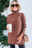 Mineral Red Turtleneck Ribbed Knit Tunic Sweater Mineral Red Turtleneck Ribbed Knit Tunic Sweater