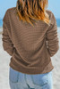 Dark Brown Waffle Knit Drop Shoulder Long Sleeve Top