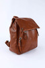 Brown Retro PU Leather Large Capacity Backpack