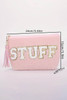 Pink Sparkle Letter Pattern Tassel Zipper Makeup Bag