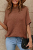 Coffee High Neck Short Bat Sleeve Sweater