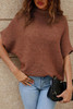 Coffee High Neck Short Bat Sleeve Sweater
