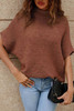Coffee High Neck Short Bat Sleeve Sweater Coffee High Neck Short Bat Sleeve Sweater