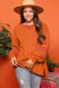 Carrot Fleece Patchwork Side Slits High Low Sweatshirt