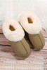 Sage Plush Suede Trim Thick Sole Flat Snow Boots