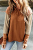 Chestnut Contrast Sleeves Patchwork Colorblock Hoodie