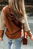 Chestnut Contrast Sleeves Patchwork Colorblock Hoodie