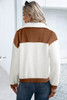 Chestnut Corduroy Color Block Contrast Patchwork Fuzzy Jacket