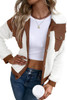 Chestnut Corduroy Color Block Contrast Patchwork Fuzzy Jacket Chestnut Corduroy Color Block Contrast Patchwork Fuzzy Jacket