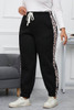 Black Plus Size Contrast Leopard Side Panel Joggers
