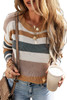 Camel Classic Round Neck Colorblock Knit Sweater